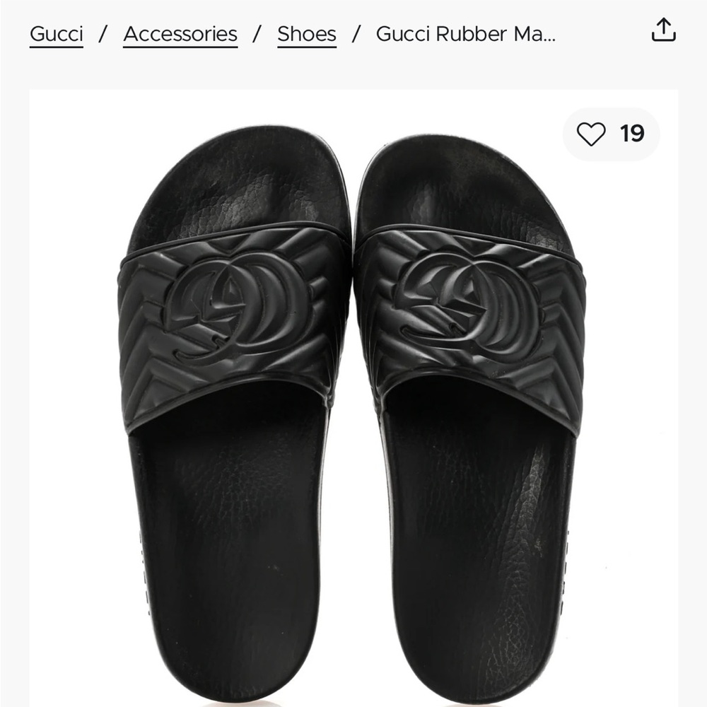 Gucci Black Rubber Slide Sandals